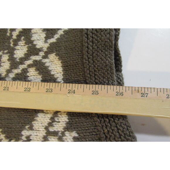 Nomadic Traders Christmas Deer Snow Trees Sweater 100% Wool Olive White Women L - Picture 5 of 7